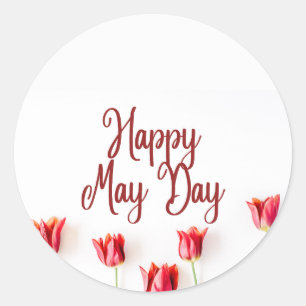 Happy May Day Classic Round Sticker