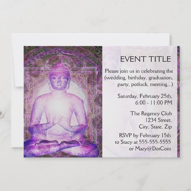Happy Meditating Buddha Invitation (Front)