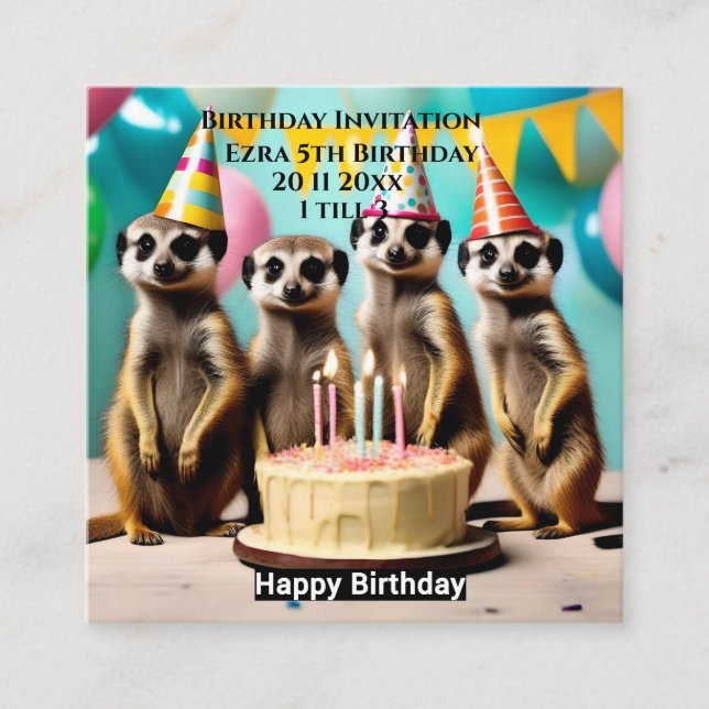 Happy Meerkat Birthday, Birthday Party Invitation (Front)