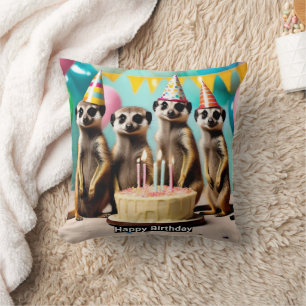 Happy Meerkat Birthday,  Throw Pillow