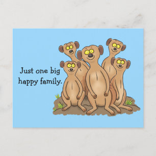 Happy meerkat family cartoon postcard