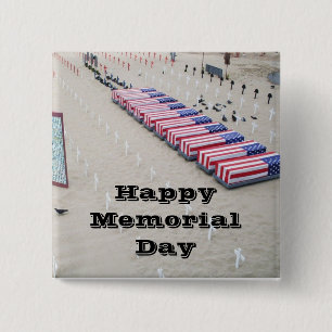 HAPPY MEMORIAL DAY   2 INCH SQUARE BUTTON