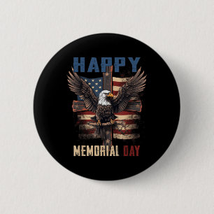 Happy Memorial Day 4th Of July American Flag Patri 2 Inch Round Button