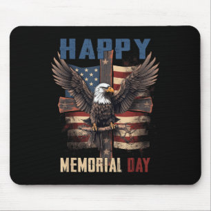 Happy Memorial Day 4th Of July American Flag Patri Mouse Pad