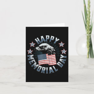 Happy Memorial Day Bald Eagle American Flag Card