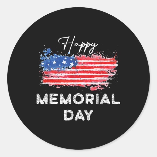 Happy Memorial Day Elegant Design  Classic Round Sticker (Front)