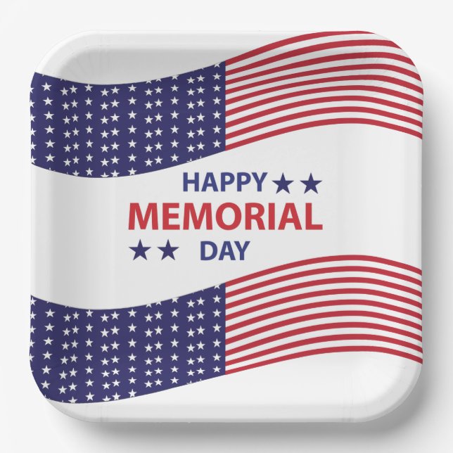 Happy Memorial Day  Paper Plate (Front)