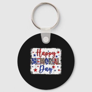 Happy Memorial Day Patriotic American Flag 4th Of Keychain