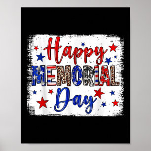 Happy Memorial Day Patriotic American Flag 4th Of Poster