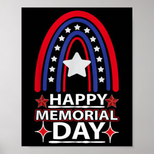 Happy Memorial Day Rainbow Usa Flag American Flag Poster