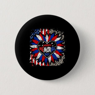 Happy Memorial Day Sun Flower Leopard Usa 2 Inch Round Button
