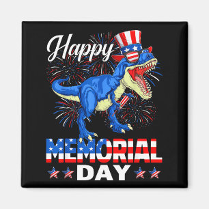 Happy memorial day t rex usa american flag 4th ofH Magnet