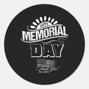 Happy Memorial Day Thank You Gift  Classic Round Sticker