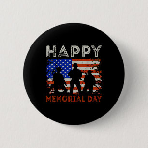 Happy Memorial Day Usa Flag American Patriotic 2 Inch Round Button