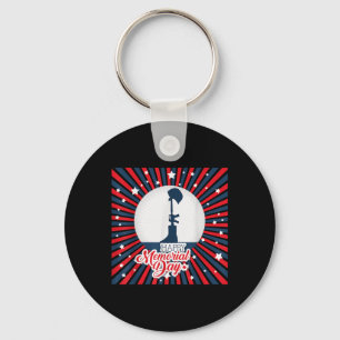Happy Memorial Day Usa Patriotic Flag Men Women Keychain