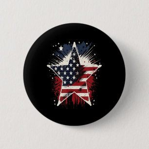 Happy Memorial Day Veteran American Usa Star Flag 2 Inch Round Button