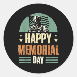 Happy Memorial Day Veteran Military Combat Classic Round Sticker