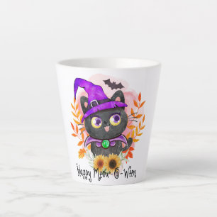 Happy Meow-o-ween -Black Witch Cat Latte Mug