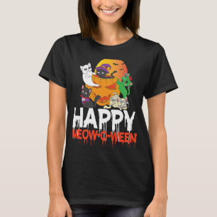 Happy Meow O Ween Cat Men Halloween Day Celebrati T-Shirt