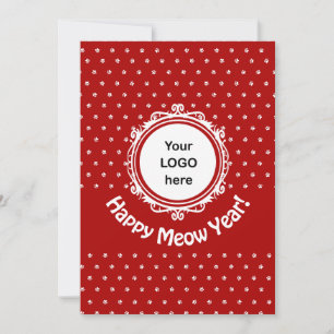 'Happy Meow Year' Cat Business Christmas Holiday Card