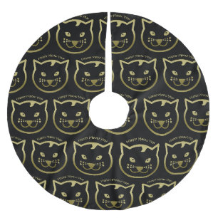Happy Meow Year - Custom background colour Brushed Polyester Tree Skirt