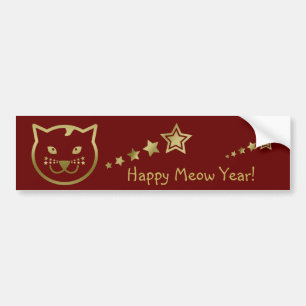 Happy Meow Year - Custom background colour Bumper Sticker