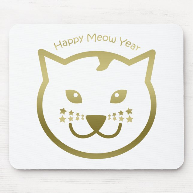 Happy Meow Year - Custom background colour Mouse Pad (Front)