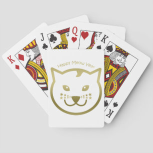 Happy Meow Year - Custom background colour Playing Cards