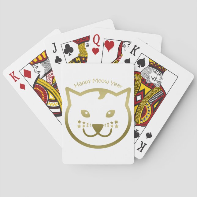 Happy Meow Year - Custom background colour Playing Cards (Back)