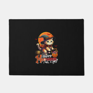 Happy Meoween Halloween Cat Cosplay Witch Costume Doormat