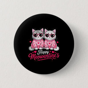 Happy Meowentine’s Cute Romantic Cats Couple Valen 2 Inch Round Button