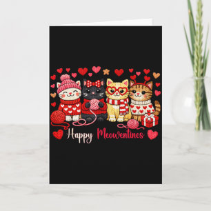 Happy Meowentines Cute Cat Valentine Love Crochet  Card