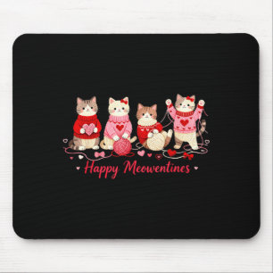 Happy Meowentines Cute Cat Valentine Love Crochet Mouse Pad