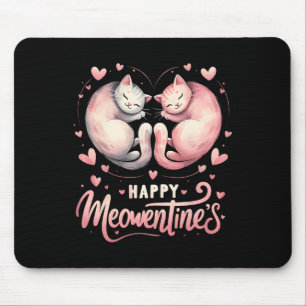 Happy Meowentine's Cute Valentine Cat Lover Couple Mouse Pad