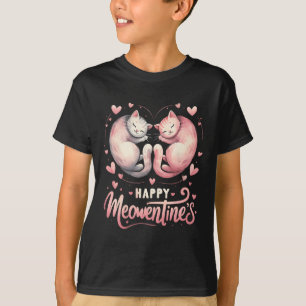 Happy Meowentine's Cute Valentine Cat Lover Couple T-Shirt
