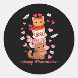 Happy Meowentines Cute Valentine Cat Lovers Classic Round Sticker
