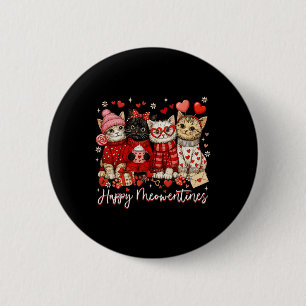 Happy Meowentines Cute Valentine Cat Lovers Girls  2 Inch Round Button