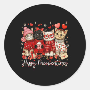 Happy Meowentines Cute Valentine Cat Lovers Girls Classic Round Sticker