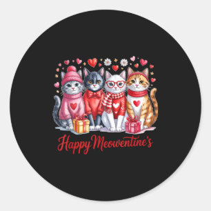 Happy Meowentines Cute Valentine Cat Lovers Girls  Classic Round Sticker