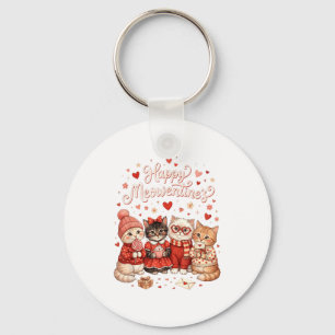 Happy Meowentines Cute Valentine Cat Lovers Girls Keychain