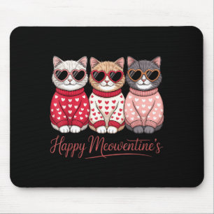 Happy Meowentines Cute Valentine Cat Lovers Girls Mouse Pad