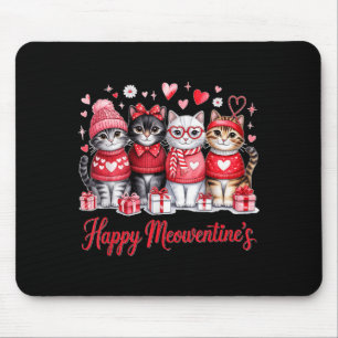 Happy Meowentines Cute Valentine Cat Lovers Girls Mouse Pad