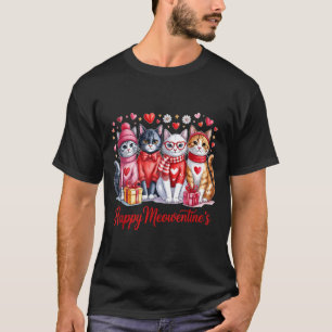 Happy Meowentines Cute Valentine Cat Lovers Girls  T-Shirt