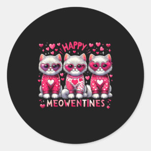 Happy Meowentines Cute Valentine Cats Love Cat Mem Classic Round Sticker