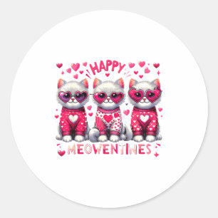 Happy Meowentines Cute Valentine Cats Love Cat Mem Classic Round Sticker