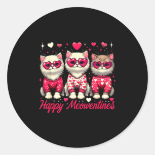 Happy Meowentines Cute Valentine Cats Love Funny C Classic Round Sticker