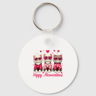 Happy Meowentines Cute Valentine Cats Love Funny C Keychain