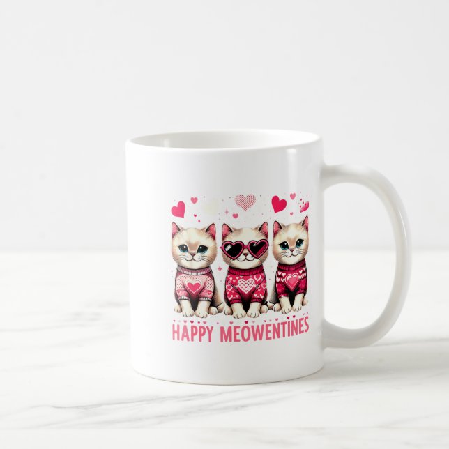 Happy Meowentines Cute Valentine Cats Love Funny M Coffee Mug (Right)