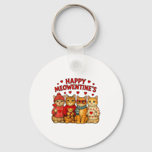 Happy Meowentines Cute Valentine Cats Love Men Wom Keychain