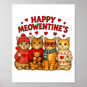 Happy Meowentines Cute Valentine Cats Love Men Wom Poster
